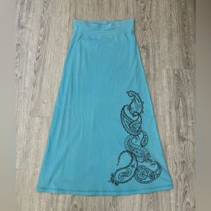 2/$20 Spirit Turquoise A-Line Skirt with Black Paisley